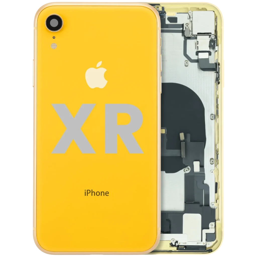 Back Housing W/ Charging Port Flex and Small Components Pre-Installed For iPhone XR (Used OEM Pull: Grade A) (Yellow)