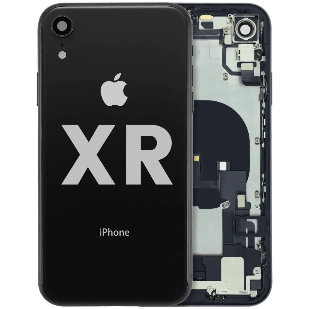 Back Housing W/ Charging Port Flex and Small Components Pre-Installed For iPhone XR (Used OEM Pull: Grade B) (Black)