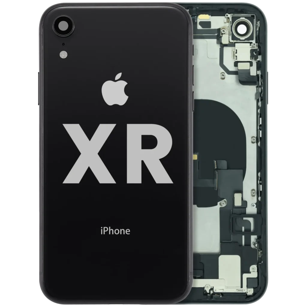 Back Housing W/ Charging Port Flex and Small Components Pre-Installed For iPhone XR (Used OEM Pull: Grade C) (Black)
