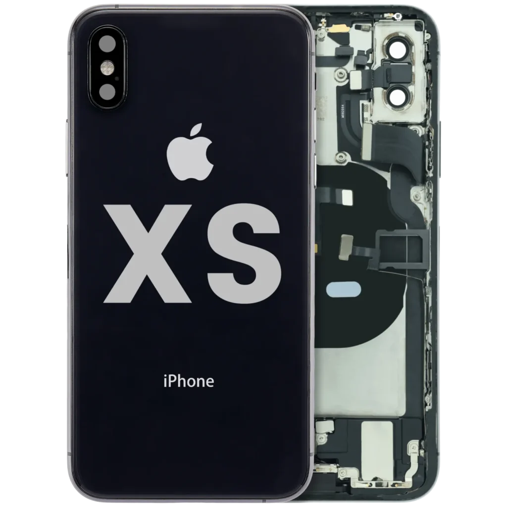 Back Housing W/ Charging Port Flex and Small Components Pre-Installed For iPhone XS (Used OEM Pull: Grade B) (Space Gray)