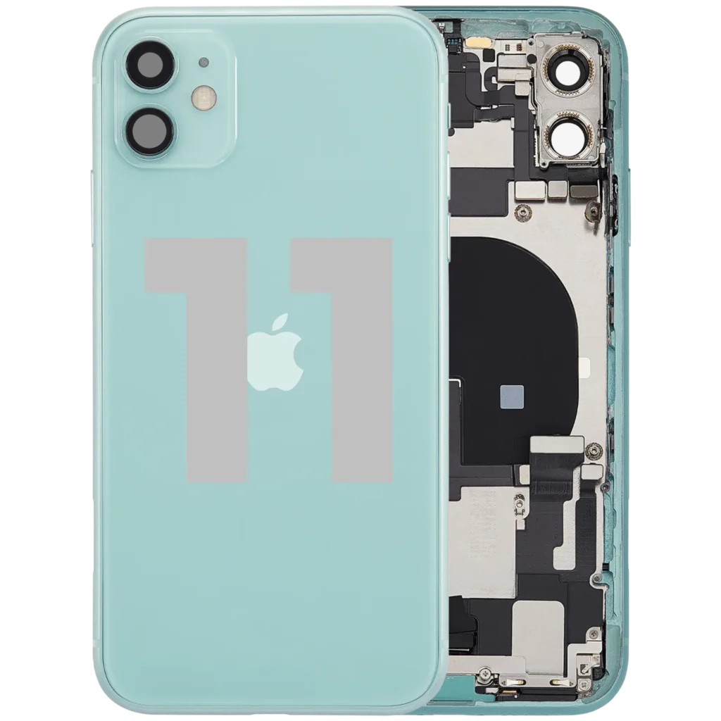 Back Housing W/ Charging Port Flex & Small Parts For iPhone 11 (Used OEM Pull: Grade B) (Green)
