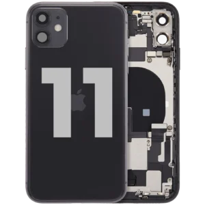 Back Housing W/ Charging Port Flex & Small Parts For iPhone 11 (Used OEM Pull: Grade C) (Black)