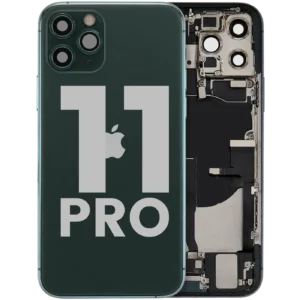 Back Housing W/ Charging Port Flex & Small Parts For iPhone 11 Pro (Used OEM Pull: Grade A) (Matte Midnight Green)