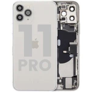 Back Housing W/ Charging Port Flex & Small Parts For iPhone 11 Pro (Used OEM Pull: Grade A) (Silver)