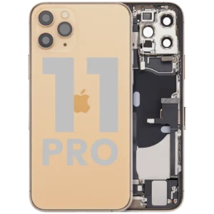 Back Housing W/ Charging Port Flex & Small Parts For iPhone 11 Pro (Used OEM Pull: Grade C) (Matte Gold)