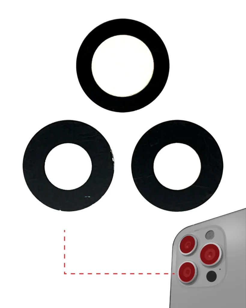 Back Camera Lens (Glass Only) With Adhesive For iPhone 12 Pro (3 Piece Set) (Aftermarket Plus)