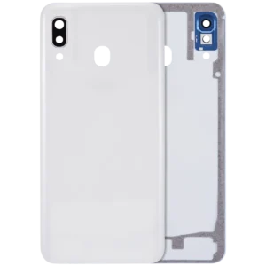 Back Cover Glass With Camera Lens For Samsung Galaxy A30 (A305 / 2019) (Aftermarket Plus) (White)