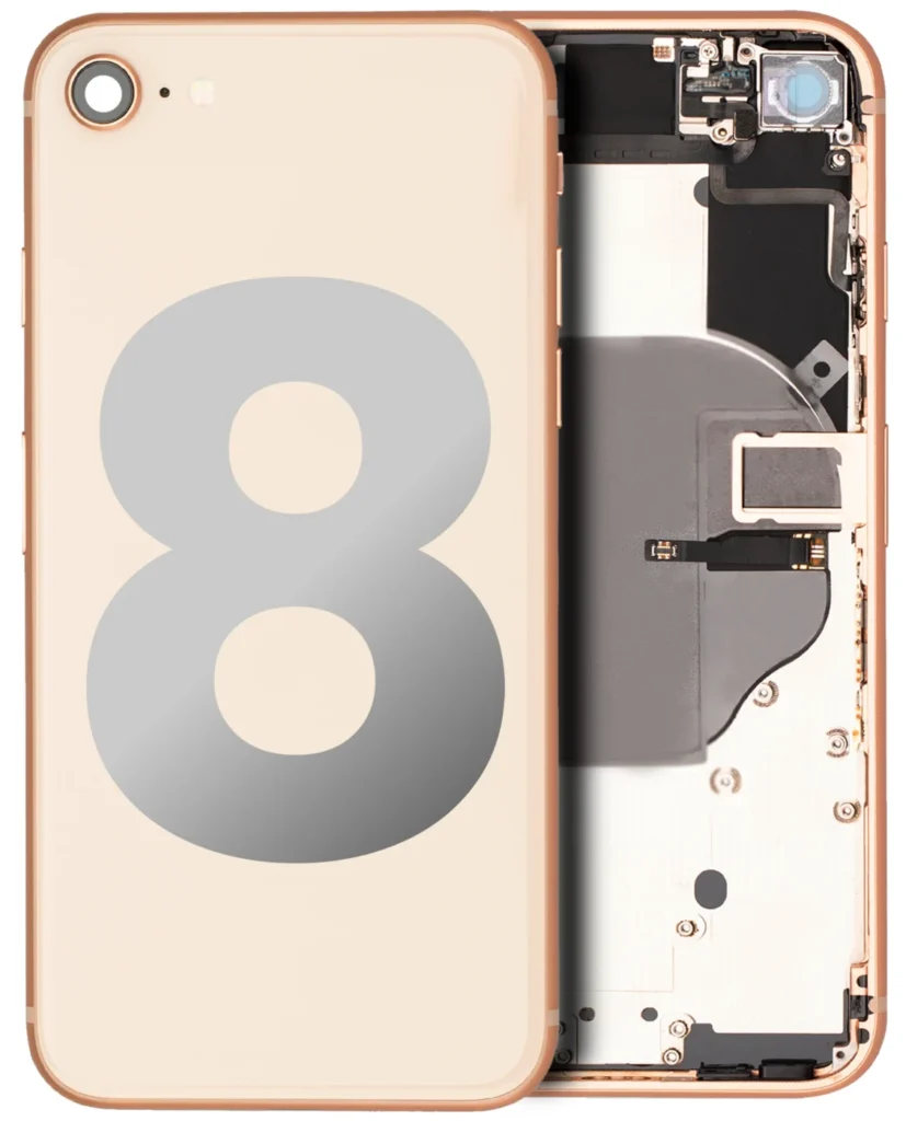 Back Housing W/ Small Components Pre-Installed For iPhone 8 (Used OEM Pull: Grade A) (Gold)