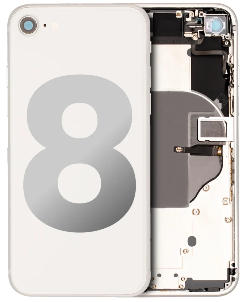 Back Housing W/ Small Components Pre-Installed For iPhone 8 (Used OEM Pull: Grade B) (Silver)