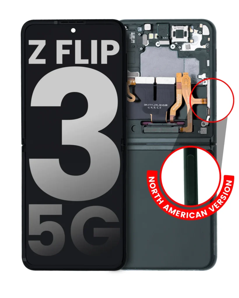 Inner OLED Assembly With Frame For Samsung Galaxy Z Flip 3 5G (US & International) (Used OEM Pull: Grade A) (Phantom Green)