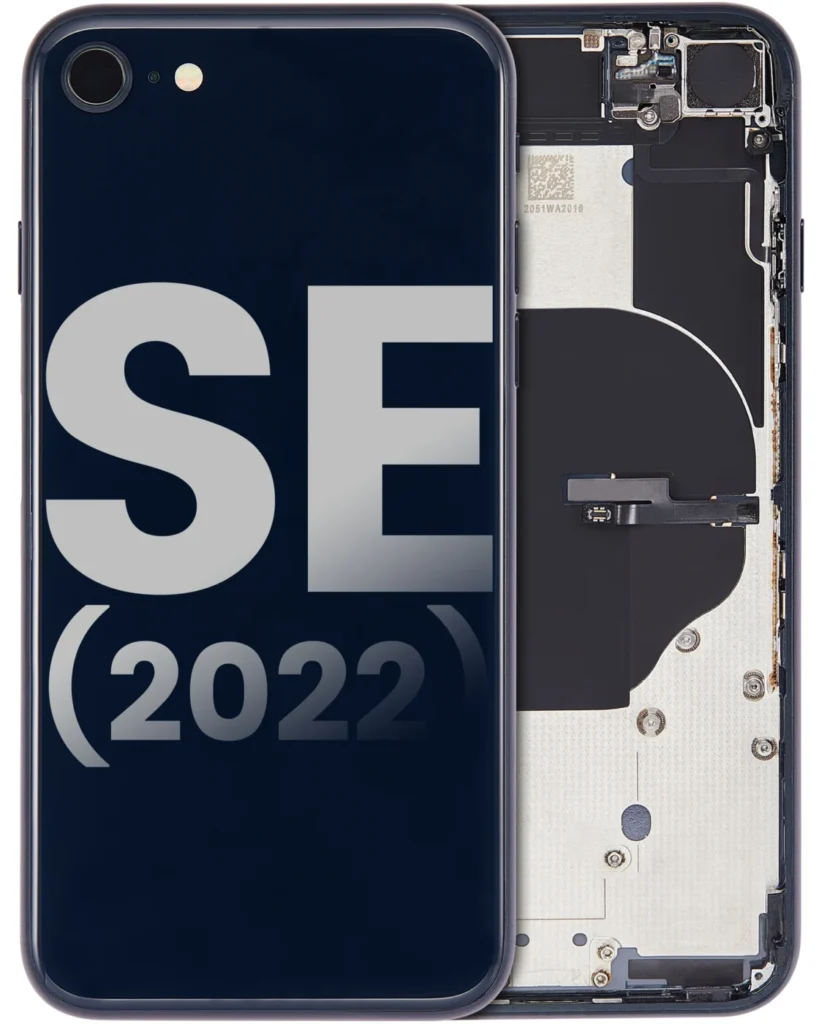 Back Housing W/ Small Components Pre-Installed For iPhone SE (2022) (Used OEM Pull: Grade C) (Midnight)