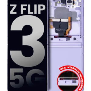 Inner OLED Assembly With Frame For Samsung Galaxy Z Flip 3 5G (US & International) (Used OEM Pull: Grade A) (Lavender)