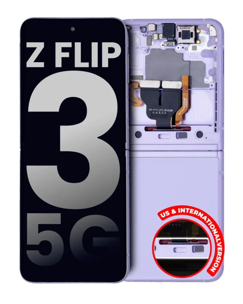 Inner OLED Assembly With Frame For Samsung Galaxy Z Flip 3 5G (US & International) (Used OEM Pull: Grade A) (Lavender)