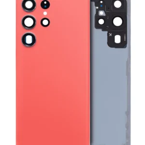Back Cover Glass With Camera Lens For Samsung Galaxy S23 Ultra 5G (No Logo) (Aftermarket Plus) (Red)