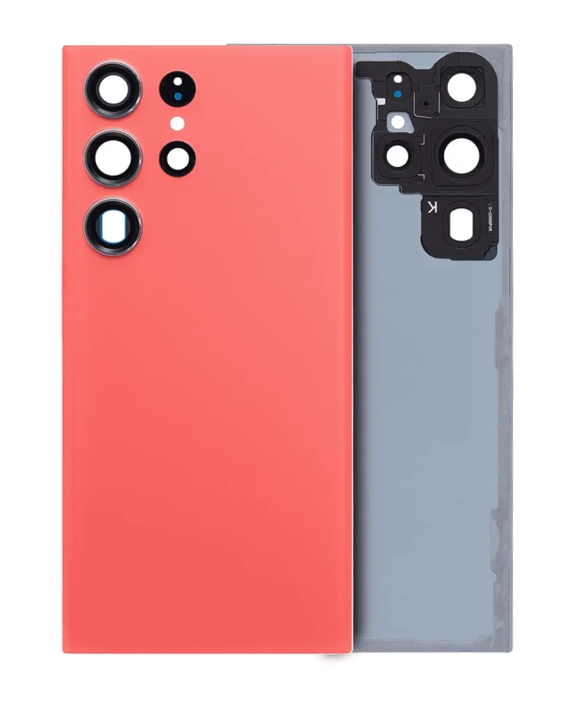Back Cover Glass With Camera Lens For Samsung Galaxy S23 Ultra 5G (No Logo) (Aftermarket Plus) (Red)