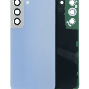 Back Cover Glass With Camera Lens For Samsung Galaxy S22 5G (No Logo) (Aftermarket Plus) (Sky Blue)