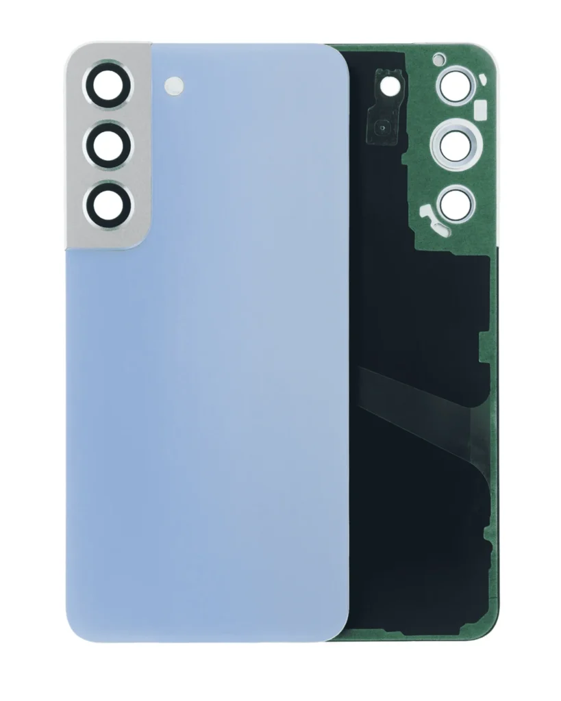 Back Cover Glass With Camera Lens For Samsung Galaxy S22 5G (No Logo) (Aftermarket Plus) (Sky Blue)