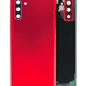 Back Cover Glass With Camera Lens For Samsung Galaxy Note 10 (No Logo) (Aftermarket Plus) (Aura Red)