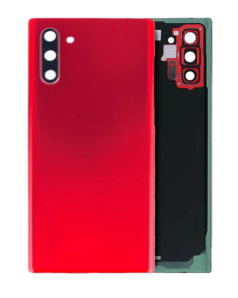 Back Cover Glass With Camera Lens For Samsung Galaxy Note 10 (No Logo) (Aftermarket Plus) (Aura Red)
