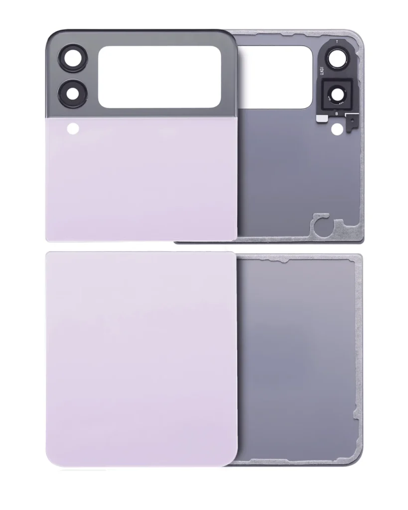 Top & Bottom Back Cover Glass With Camera Lens For Samsung Galaxy Z Flip 3 5G (Aftermarket Plus) (Lavender)