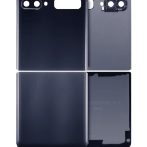 Top & Bottom Back Cover Glass With Camera Lens For Samsung Galaxy Z Flip 4G (F700) / Z Flip 5G (F707) (Aftermarket Plus) (Mirror Black)