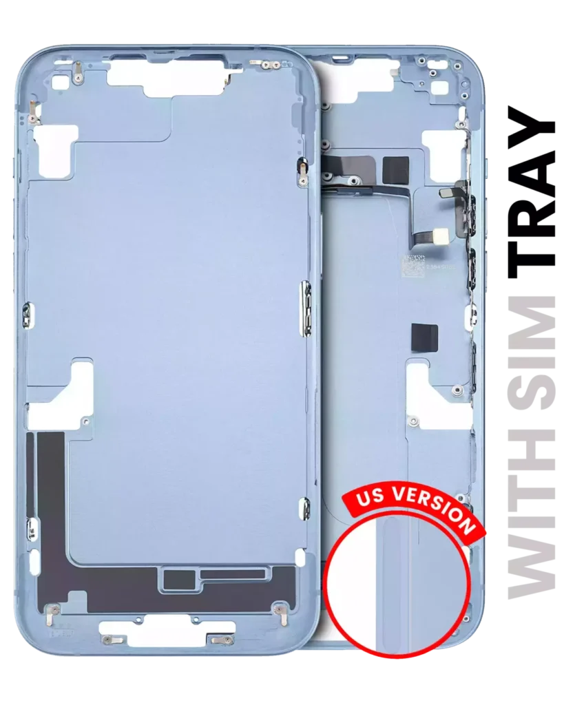Mid-Frame Housing W/ Small Parts For iPhone 14 Plus (EU / Global Version) (Used OEM Pull: Grade A) (Blue)