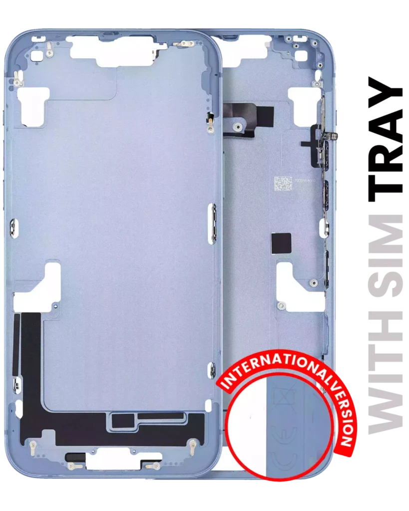 Mid-Frame Housing W/ Small Parts For iPhone 14 (EU / Global Version) (Used OEM Pull: Grade A) (Blue)