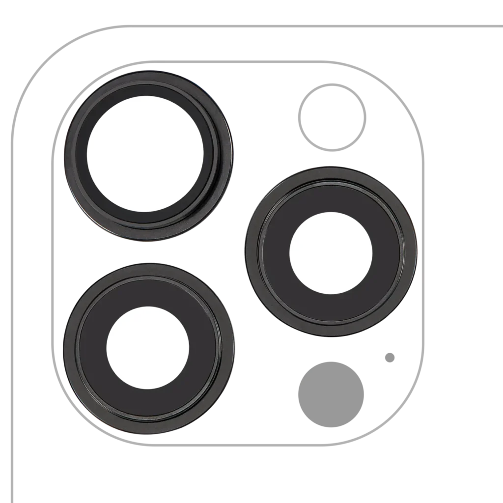 Back Camera Lens With Bracket & Bezel For iPhone 15 Pro Max (3 Piece Set) (Premium) (Black Titanium)