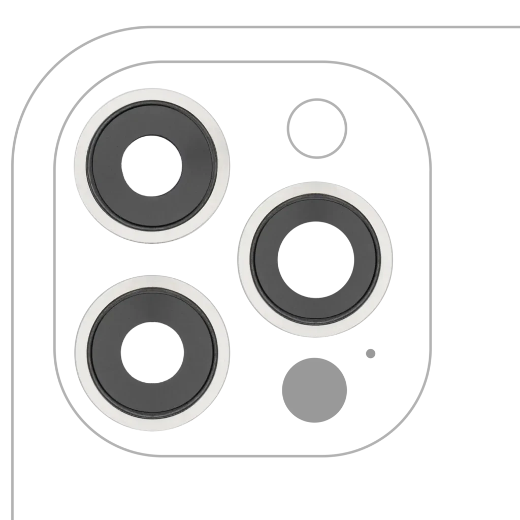 Back Camera Lens With Bracket & Bezel For iPhone 12 Pro Max (3 Piece Set) (Aftermarket Plus) (Silver)