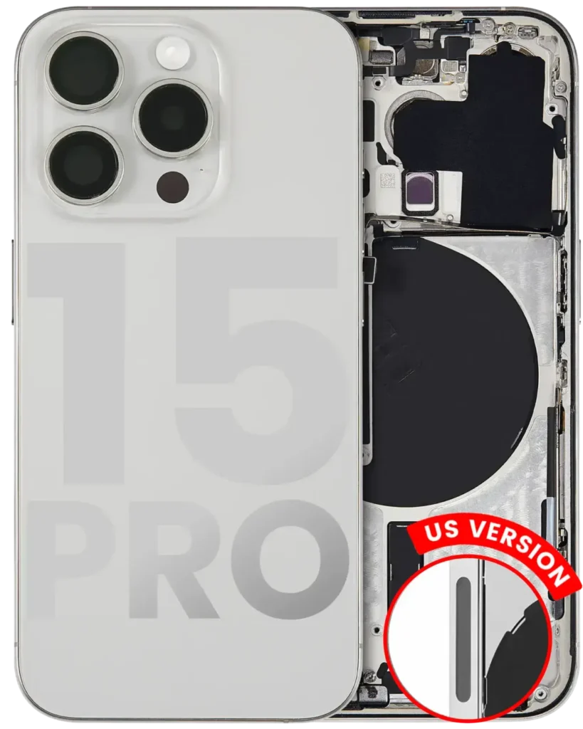 Back Housing W/ Small Parts For iPhone 15 Pro (US Version) (Used OEM Pull: Grade A) (White Titanium)