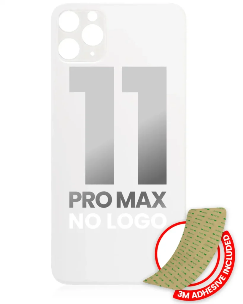 Back Glass With 3M Adhesive For iPhone 11 Pro Max (No Logo / Large Camera Hole) (Silver)