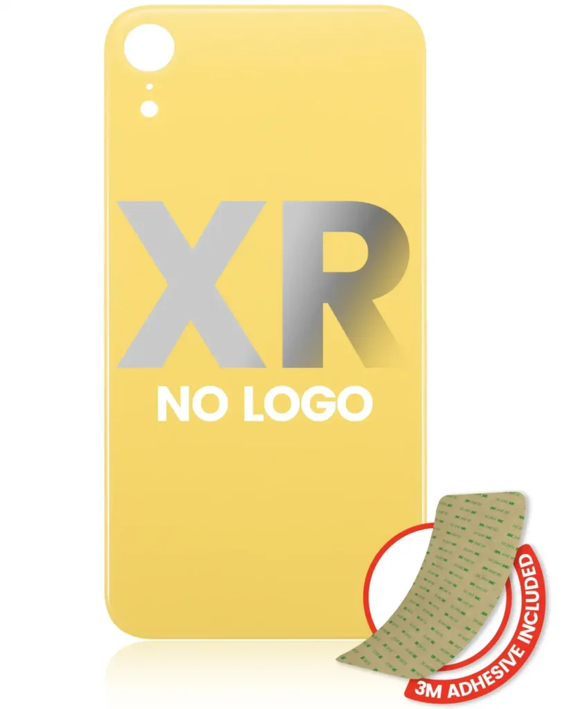 Back Glass With 3M Adhesive For iPhone XR (No Logo / Large Camera Hole) (Yellow)