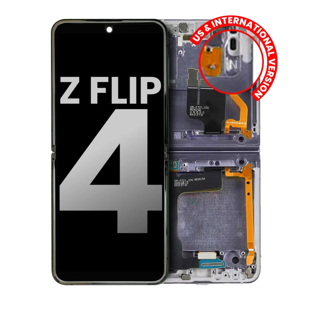 Inner OLED Assembly With Frame For Samsung Galaxy Z Flip 4 5G (US & International) (Used OEM Pull: Grade B/C) (Bora Purple)