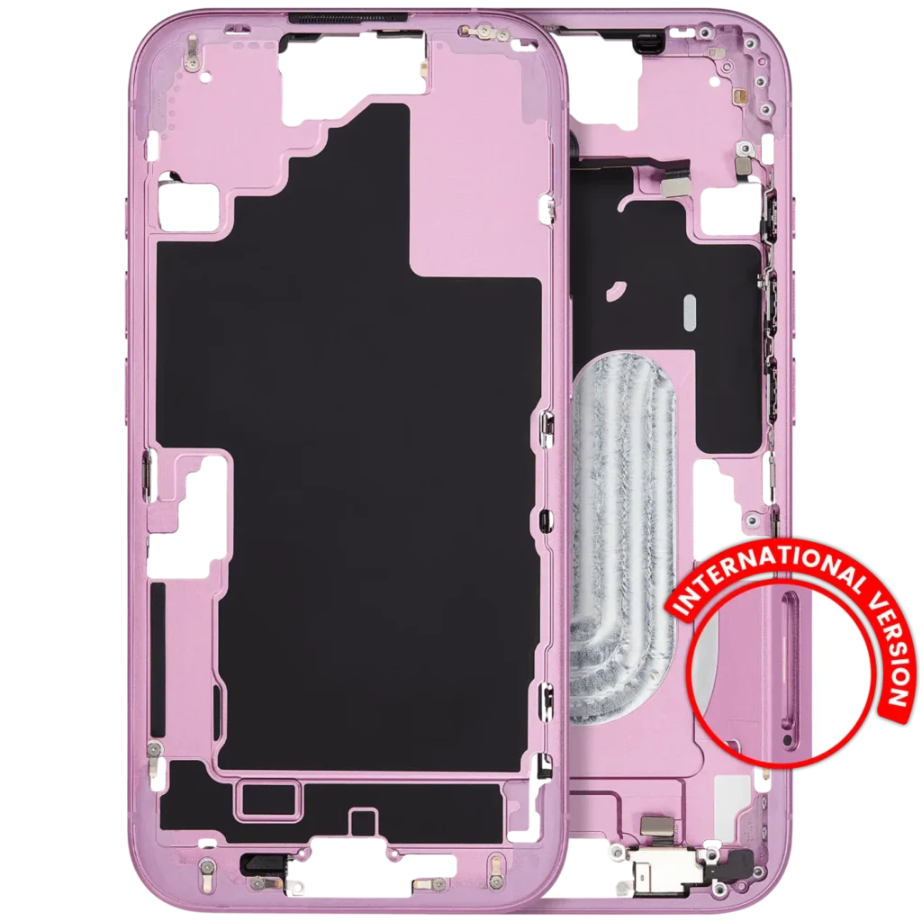 Mid-Frame Housing W/ Small Parts For iPhone 16 (EU / Global Version) (Used OEM Pull: Grade A) (Pink)