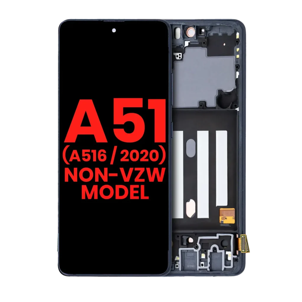 OLED Assembly With Frame For Samsung Galaxy A51 5G (A516 / 2020) (Non-Verizon 5G UW Frame) (6.46") (Aftermarket Plus) (Prism Cube Black)