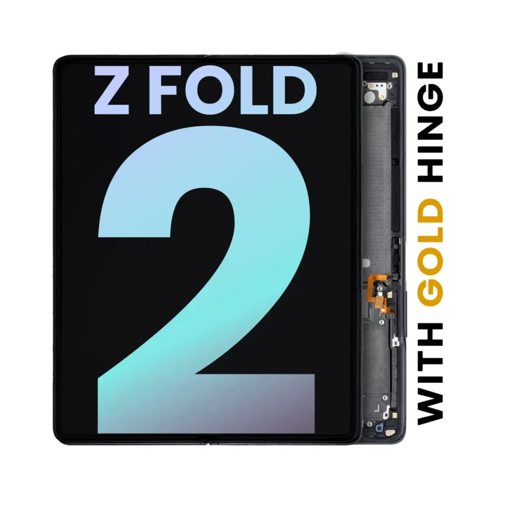 Inner OLED Assembly With Frame For Samsung Galaxy Z Fold 2 5G (Service Pack) (US & International) (Mystic Black With Gold Hinge)