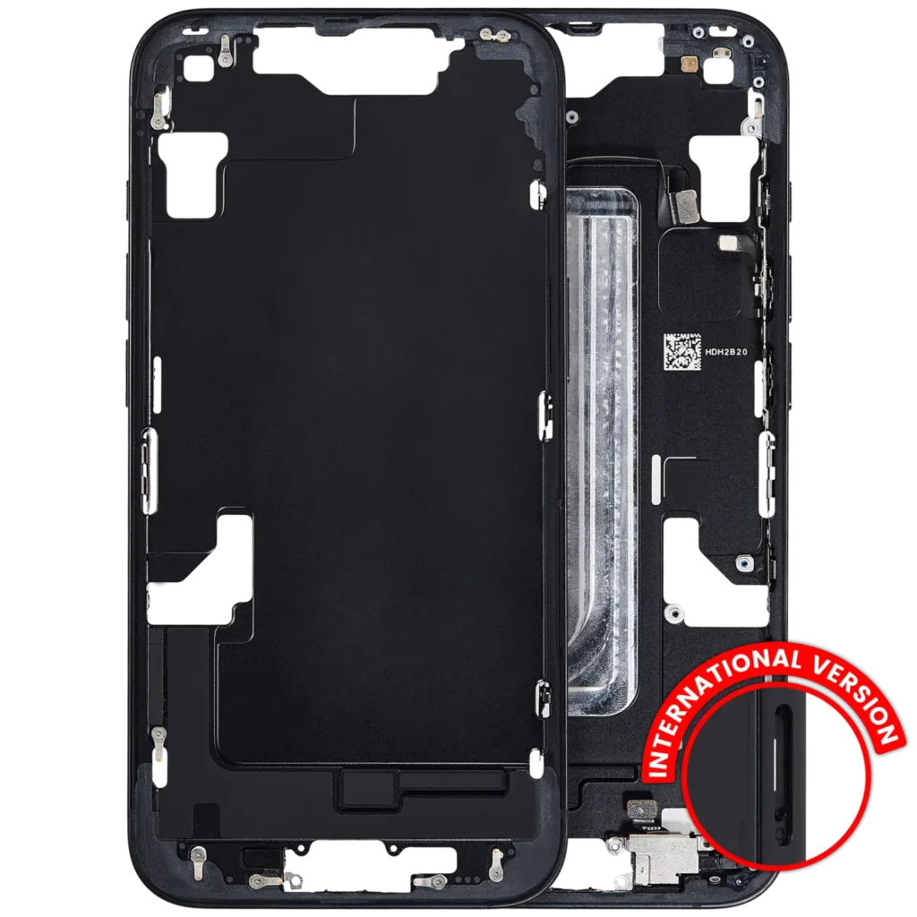 Mid-Frame Housing W/ Small Parts For iPhone 16e / 17e (EU / Global Version) (Used OEM Pull: Grade A) (Black)