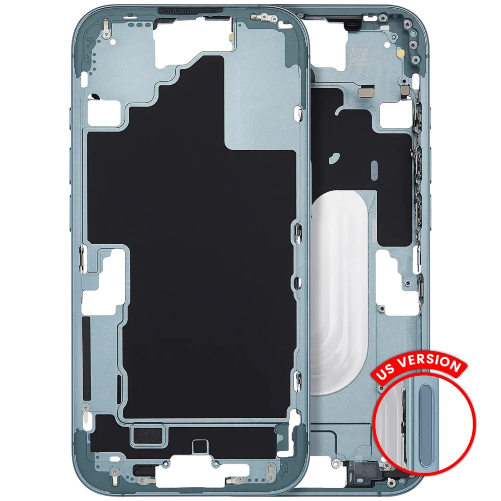 Mid-Frame Housing With Power And Volume Button For iPhone 16 (US Version) (Aftermarket Plus) (Teal)