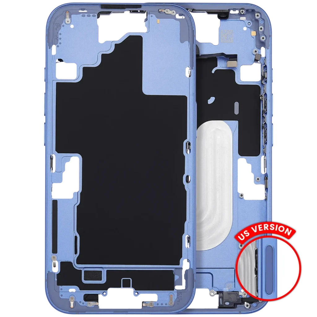 Mid-Frame Housing With Power And Volume Button For iPhone 16 (US Version) (Aftermarket Plus) (Ultramarine)