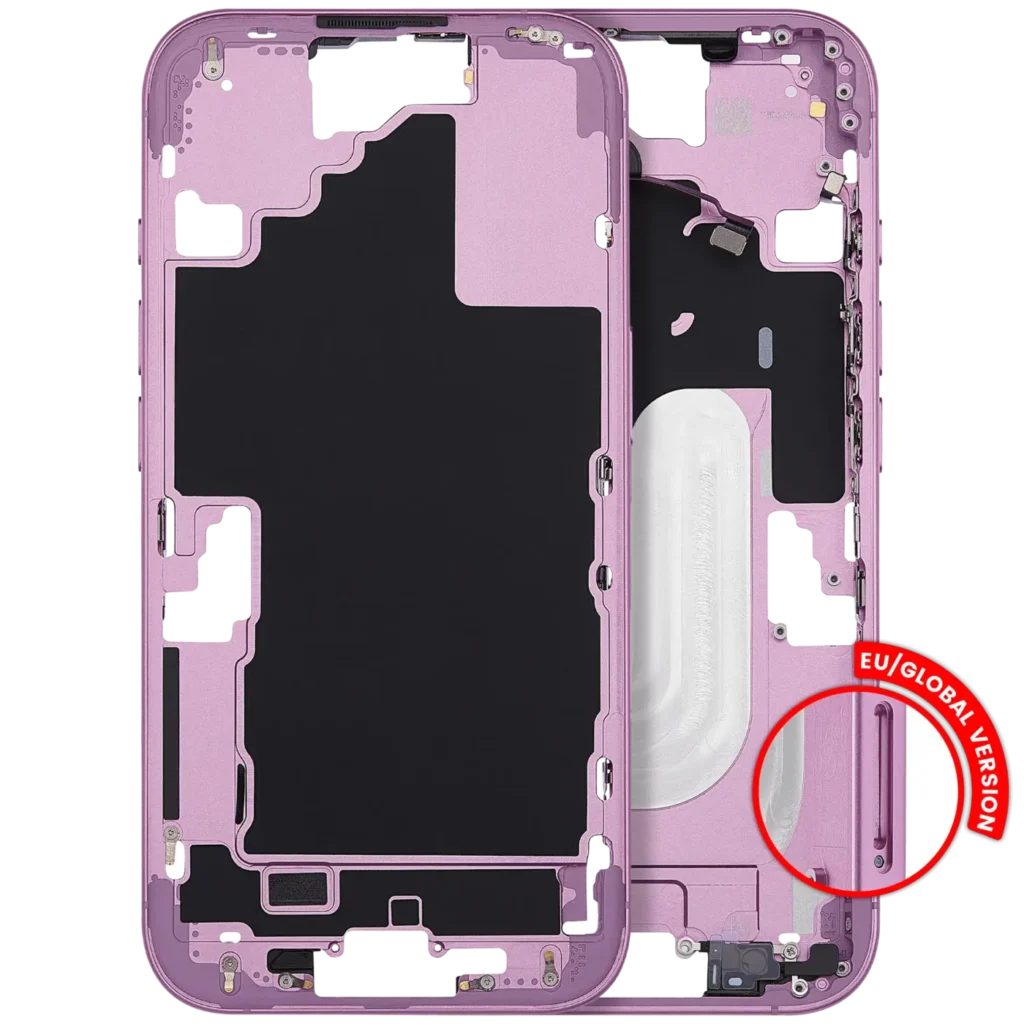 Mid-Frame Housing With Power And Volume Button For iPhone 16 (EU / Global Version) (Aftermarket Plus) (Pink)