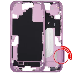 Mid-Frame Housing With Power And Volume Button For iPhone 16 (EU / Global Version) (Aftermarket Plus) (Pink)