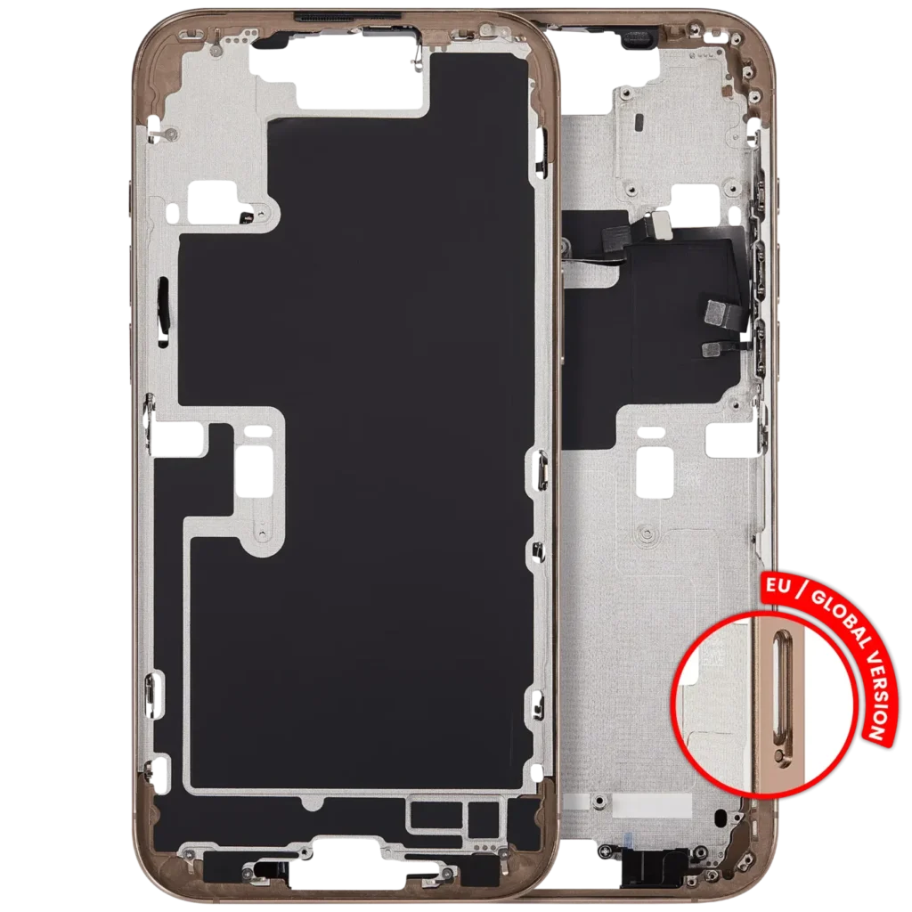 Mid-Frame Housing With Power And Volume Button For iPhone 16 Pro Max (EU / Global Version) (Aftermarket Plus) (Desert Titanium)