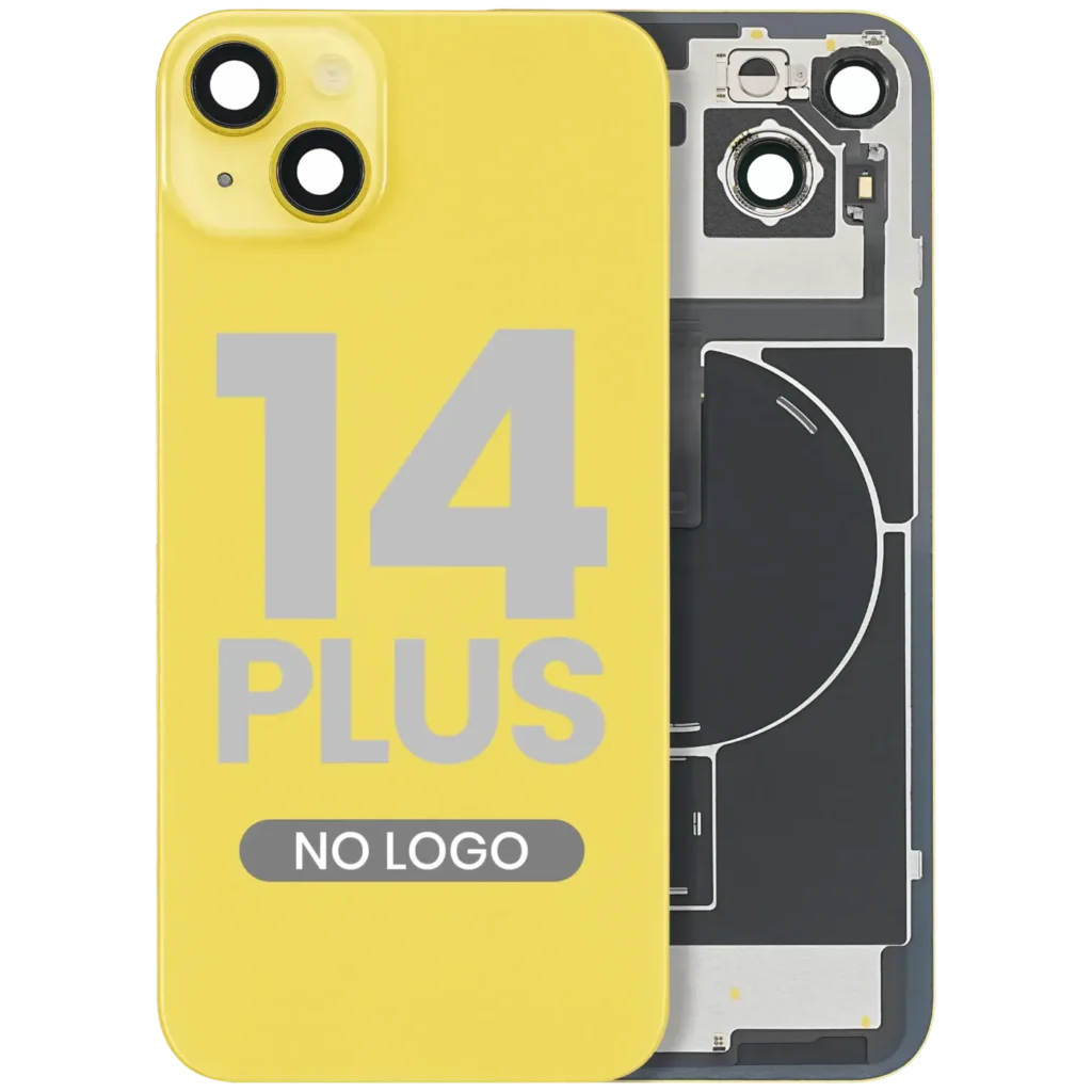 Back Glass w/ MagSafe Magnet & NFC & Flashlight Flex For iPhone 14 Plus (Aftermarket) (No Logo) (Yellow)