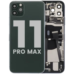 Back Housing W/ Charging Port Flex & Small Parts For iPhone 11 Pro Max (Used OEM Pull: Grade C) (Midnight Green)