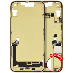 Mid-Frame Housing W/ Charging Port Flex & Small Parts For iPhone 14 Plus (US Version) (Used OEM Pull: Grade B) (Yellow)