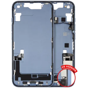 Mid-Frame Housing W/ Charging Port Flex & Small Parts For iPhone 14 (US Version) (Used OEM Pull: Grade C) (Blue)