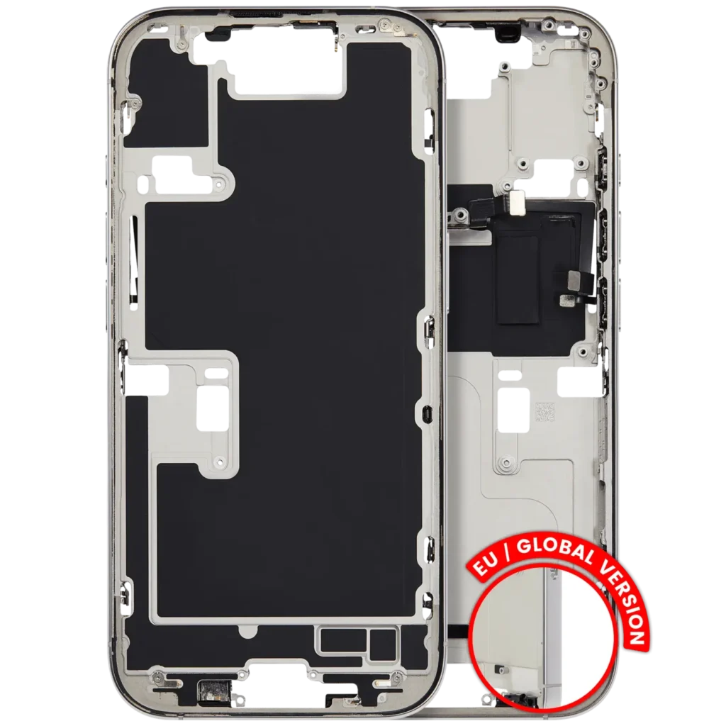 Mid-Frame Housing W/ Small Parts For iPhone 16 Pro (EU / Global Version) (Used OEM Pull: Grade C) (White Titanium)