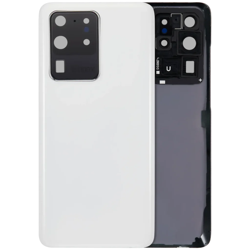 Back Cover Glass With Camera Lens For Samsung Galaxy S20 Ultra 5G (No Logo) (Aftermarket Plus) (Cloud White)