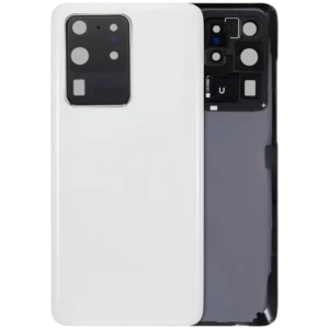 Back Cover Glass With Camera Lens For Samsung Galaxy S20 Ultra 5G (No Logo) (Aftermarket Plus) (Cloud White)