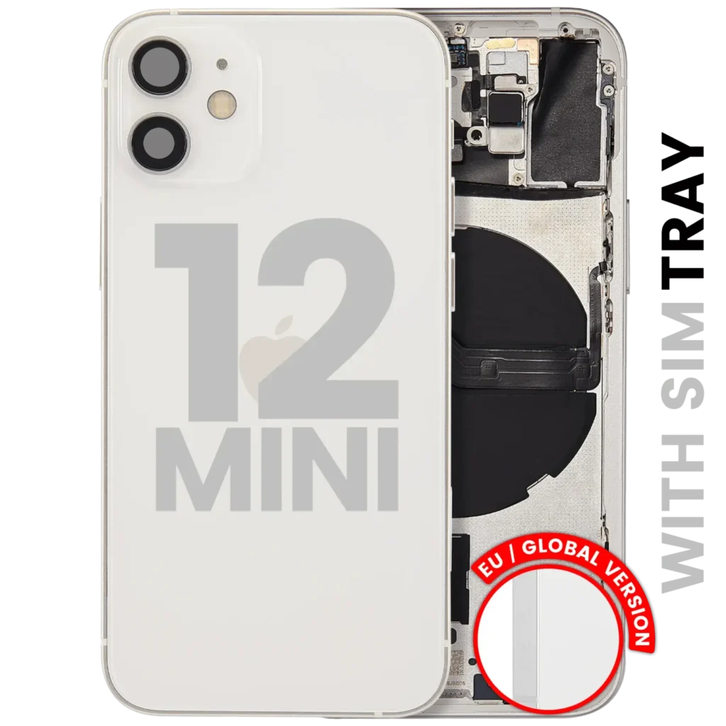 Back Housing W/ Small Parts For iPhone 12 Mini (EU / Global Version) (Used OEM Pull: Grade A) (White)